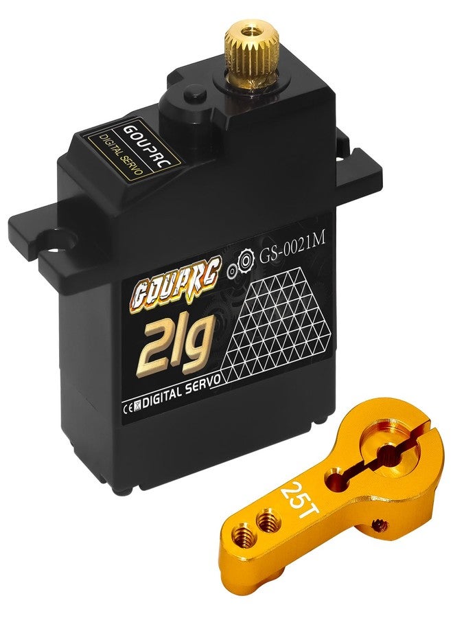 سيرفو رقمي صغير جدًا من GOUPRC 21G ذو تروس معدنية وذراع سيرفو 25T لسيارات الزحف التي تعمل بالتحكم عن بعد بمقياس 1/14 و 1/16، قطع غيار سيرفو للترقية، قوارب وطائرات وروبوتات نموذجية (قطعة واحدة) - Image 1